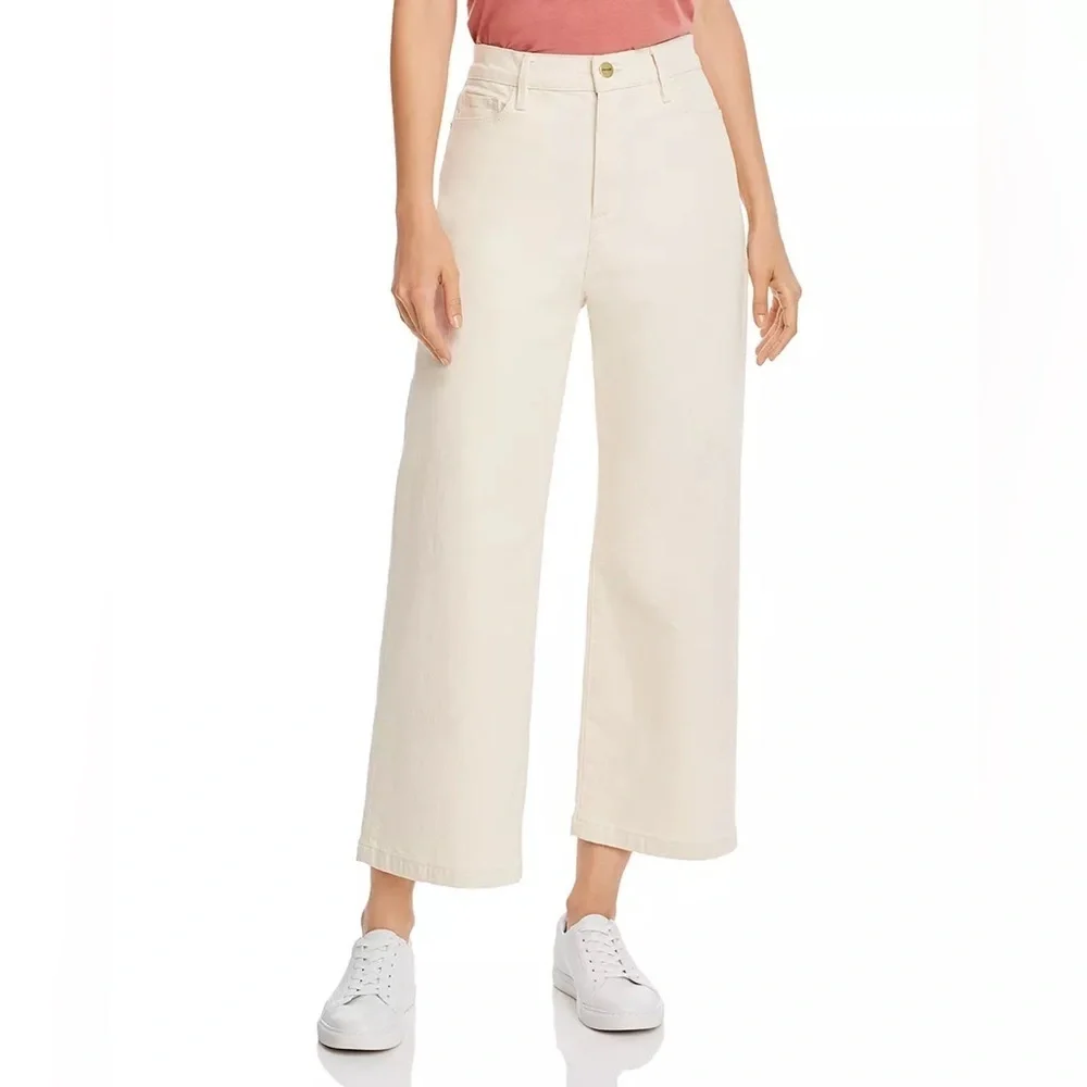 Frame Denim High Rise Ali wide leg Crop Jeans Cream